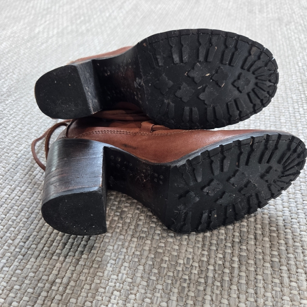 Freebird Jumpn Cognac Brown Leather Tie Heeled Ankle Bootie size 8 - Picture 15 of 15